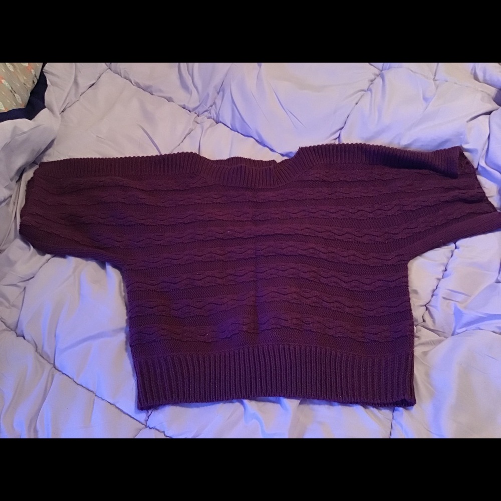 a.n.a. purple short-sleeved sweater